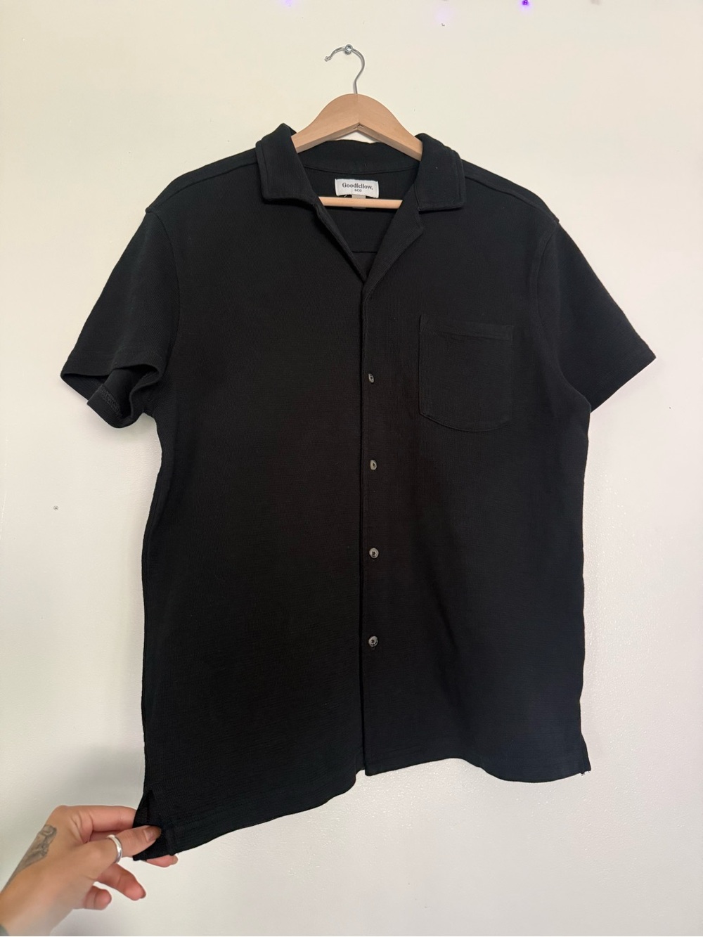 Goodfellow & Co Black Short-Sleeve Button-Front Camp Shirt